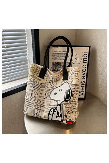 Miniso 37X32X5CM Fashionableand Versatile Large Capacity Shoulder Bag for Women New Cartoon Snoopy Mommy Po