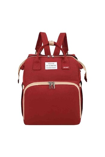 CLICK Multifunctional Backpack for Moms with Foldable Crib, Mom, Red