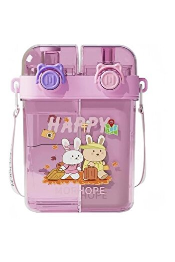 Tradeo Kids Water Bottle with Straw, Cute Leak-Proof Dual Drink Cup, BPA-Free, Large Capacity for School
