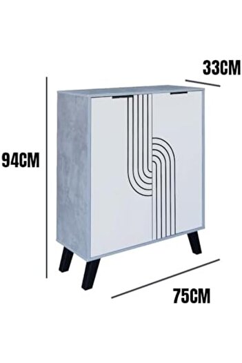BAITY Malaysian Wooden Shoe Cabinet with 4 Shelves - Gray and White Design