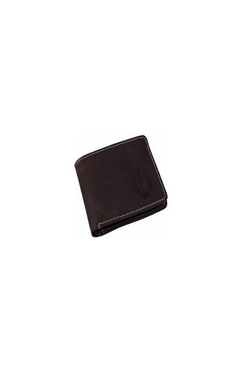 ElegantGold Spicy - Leather Vintage Wallet, Handmade, with Embossed Romania Coat of Arms, Dark Brown