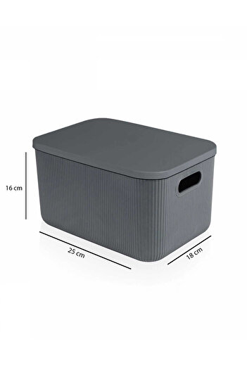 HOMİNG 3 Adet Organizer Düzenleyici Antrasit Kapaklı Kutu 6.2lt