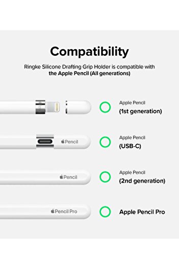Ringke حافظة قلم Apple Pencil Pro من الجيل الثاني | حامل رسم من السيليكون | أسود
