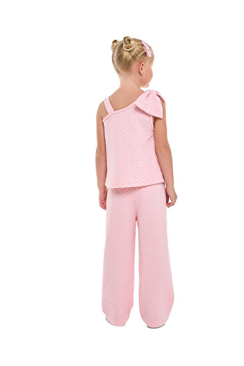 R&B Textured Bow Detail Top and Pants Set