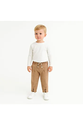 Overdo Unisex Plaid Pleated Baby Pants with Elastic Waist