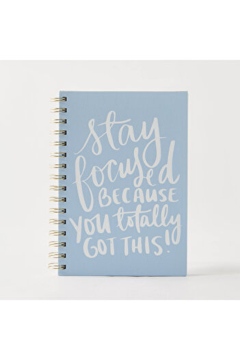 Lifestyle Slogan Print Ruled Spiral Bound A5 Notebook