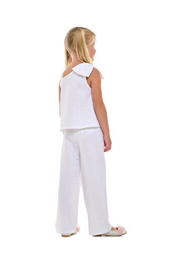 R&B Textured Bow Detail Top and Pants Set
