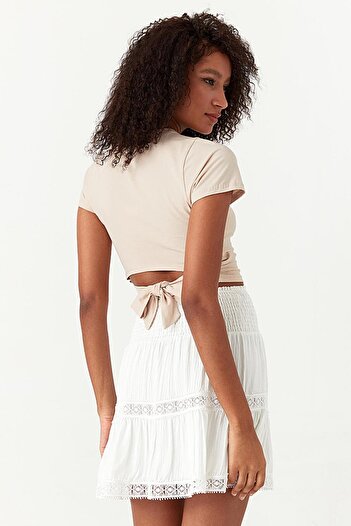 Select Moda Жіноча біла міні-спідниця з мереживом