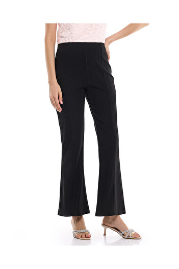 R&B Textured Flared Pants with Zipper Closure