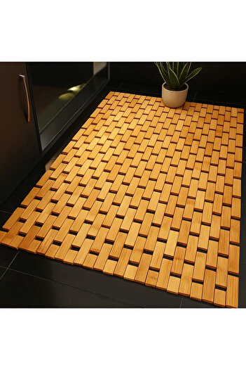 zola Bamboo bath mat, anti-slip, moisture-resistant, 80 x 50 x 1 cm, brown