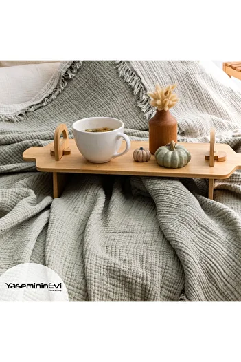 YASEMİNİNEVİ 4 Layer, 4 Sides Fringed Double Muslin Bedspread / Pique
