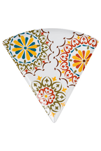 OEM Triangular melamine dessert plate, Daisy Series, 22.5x22.5cm