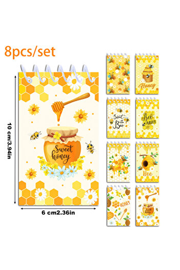 Choice 8pcs-XQ029 8pcs Honey Bee Theme Mini Spiral Pocket Notebooks Memo Pad Coil Booklet Notepads For Kids