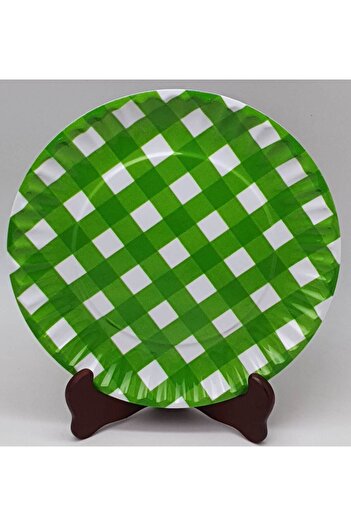 OEM Gemma plate, flat, 26 cm, green, checkered, 3pcs