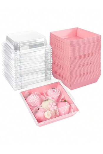 Choice Other 20pcs 20 dessert boxes with transparent lids, cooked food boxes, oil resistant kraft paper, wh