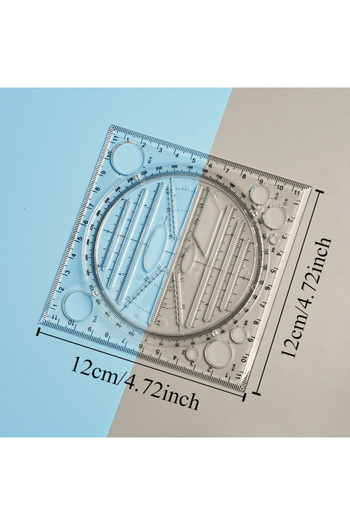 Choice Random color 1/2pcs Multi-Functional Geometry Drawing Ruler, Transparent Protractor, Rotatable Ruler
