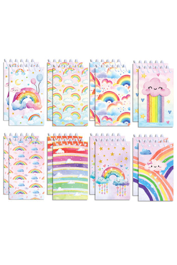 Choice 8pcs-XQ051 8pcs Rainbow Themed Mini Spiral Pocket Notebooks Memo Pad Coil Booklet Notepads For Kids