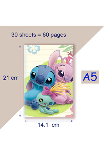 Miniso Lined Pages 14 A5 Notebook - Lilo & Stitch -Disney Stationery Note Book Writing Diary Journal Anime