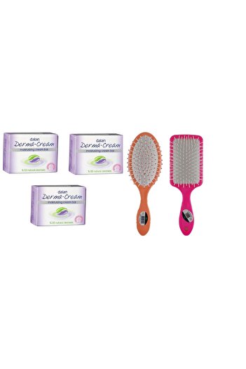 Dalan Derma Cream Moisturizing Soap 100Gr X 3 Pieces Hair Blow Dryer Brush Oval Hair Brush Comb 1+1 Piece
