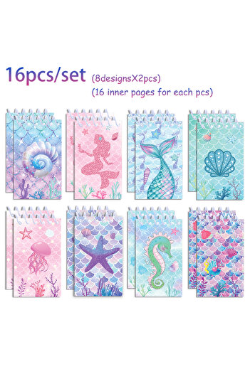 Choice 16pcs-XQ063 16pcs Football Mermaid Animals Mini Spiral Pocket Notebooks Memo Pad Coil Booklet Notepa