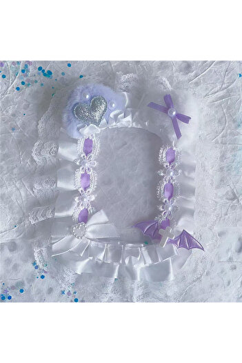 Choice purple Ins style anime lace card sleeve plush rabbit ear bow hand diy decoration finished hard shell
