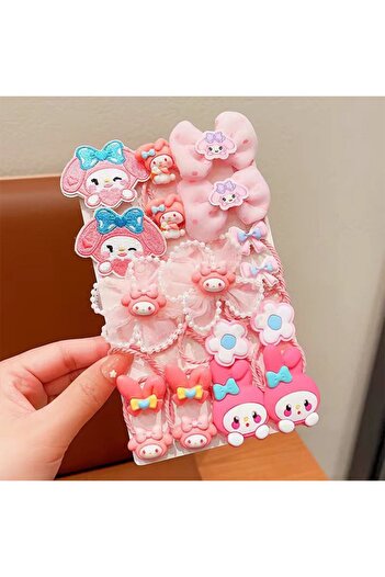 Choice C Kawaii 18 pcs/set kawaii Kuromi stretch bow headband kids double ponytail belt hair accessories s.