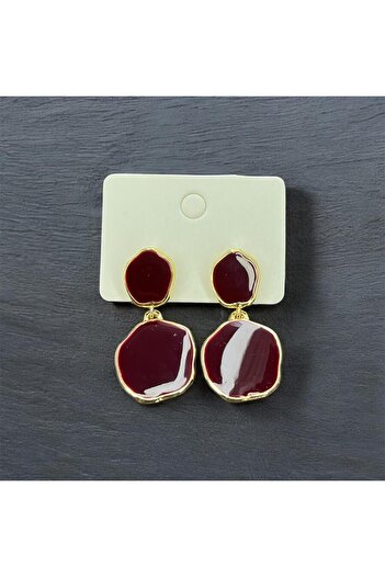 Candy Nuveria Burgundy Enamel Dangle Earrings
