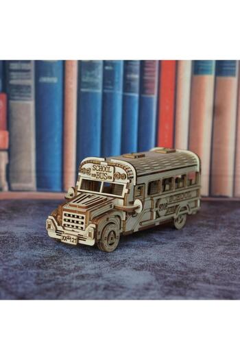 Choice school bus 3D wooden puzzle school bus assembly model, hand assembled car model, DIY creative toy de