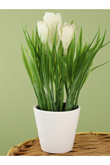 Koopman Planta artificiala Spring Branduse, Azay Design, flori de primavara in ghiveci alb inaltime 21cm