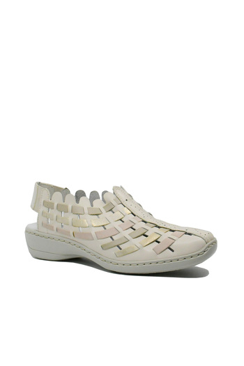 Rieker Sandals for Women Beige with Interwoven Golden Model