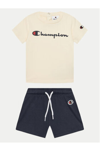 Champion Boy T-shirt and shorts set 307055 Ecru, Navy blue