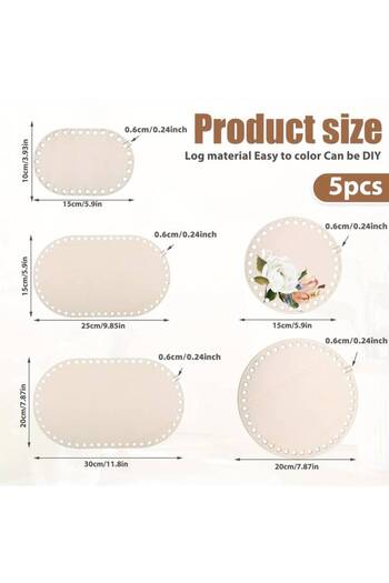 Choice 5 PCS 5 PCS Wooden Crochet Basket Bases – DIY Weaving Kit for Home Decor & Craft Projects
