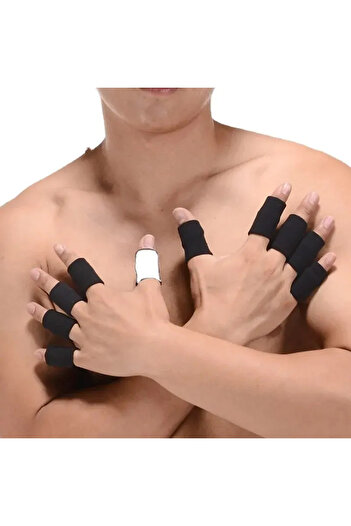 Choice BLACK 10Pcs Finger Protection Arthritis Support Finger Guard Outdoor Sports Basketball Volleyball El