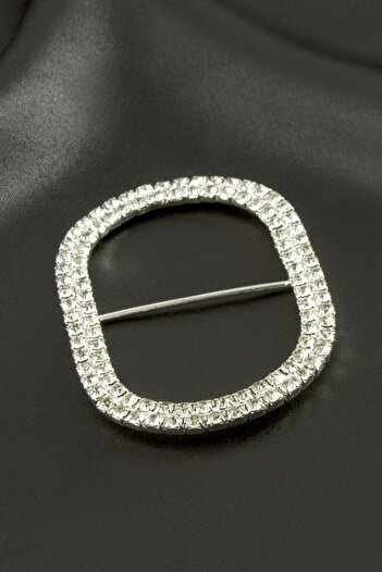 ZERO LAND Hn-Shop Oval Stone Belt Buckle 2 Pieces-Silver Color