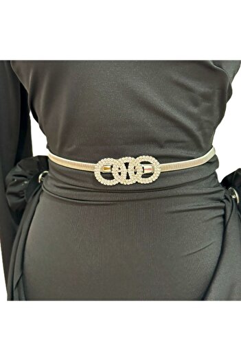 FashionForYou HoXX elastic metal belt, buckle - Olimpic Crystal, Silver