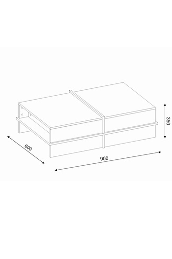 UnicUtil Plus coffee table with side storage, 90 x 60 x 35 cm, White-Brown