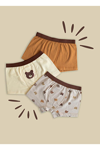 kitikate Organic Bear 3-pack Boxer Brown
