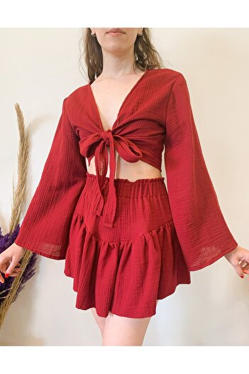 ARİNNASİDE Muslin Mini Layered Skirt-Top Set