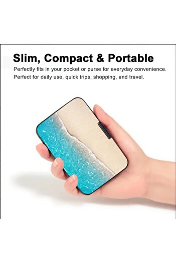 ORGANICYOU Taiyuan Vintage Beach Design Rfid Blocking Metal Wallet with Polyurethane Coated Aluminum