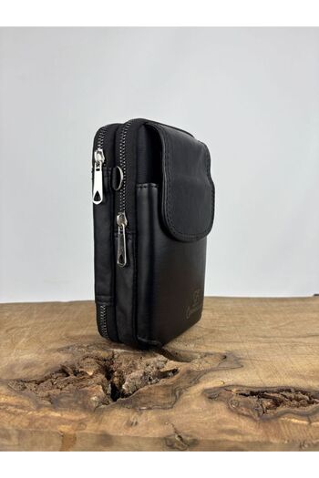 özdemirler deri Leather 3-Compartment Phone Holder Handbag, Shoulder Strap Phone Holder