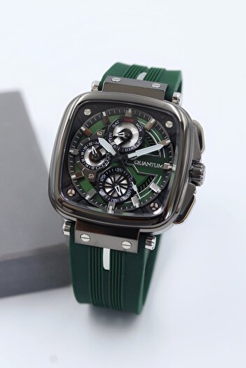 Quantum Green Silicone Cord Men Wrist Watch Asw123-I2010Q