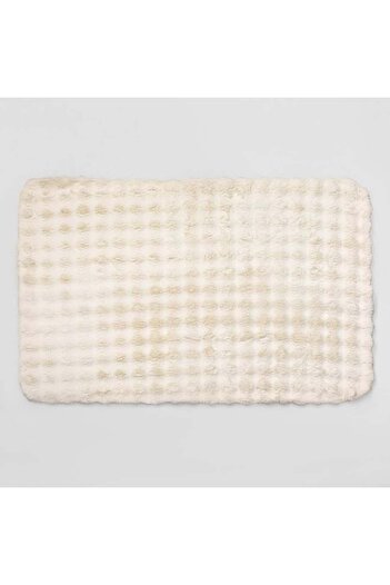 TOPI TOY Decorative fluffy rug, white with striped and polka dot pattern, 150 x 100 cm