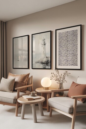 Postifull Black Painting Set, 3 Pieces Black Framed Poster Land Model No:300891, Gray and Blue Wall Decor