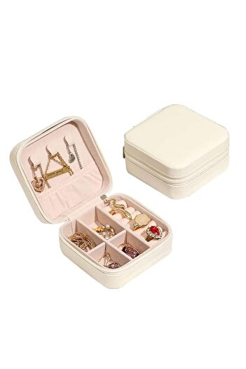 Generic YouBella Jewellery Organiser PU Leather Zipper Portable Storage Box Case with Dividers Container fo
