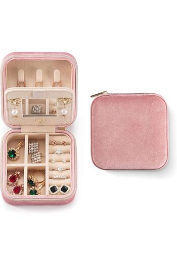 Generic 2Pcs Jewelry Travel Case with Mirror,Small Travel Jewelry Organizer, Portable Jewelry Box Travel Mi