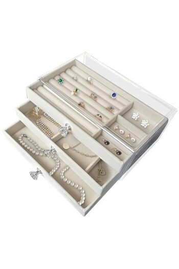 Generic SlaBao Jewelry Organizer Box Acrylic,Jewelry Organizer with 3 Drawers,Earring Jewelry Box,Jewelry S