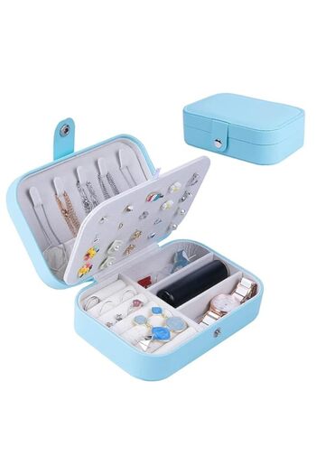 Generic URbazaar 2PCS Travel Jewelry Box, Double Layer Display Storage Holder Boxes for Stud Earrings, Ring