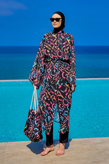 Riva Mera Tropical Patterned Beach Pareo Kimono – Rp2507