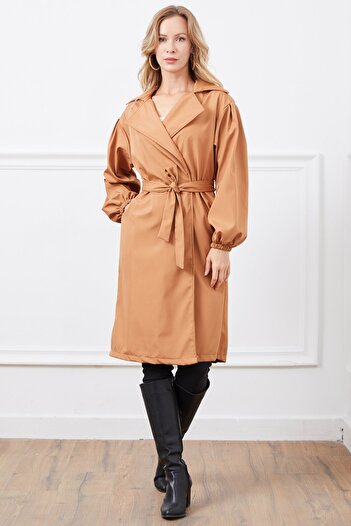 agishop Women's Belted Trench Coat