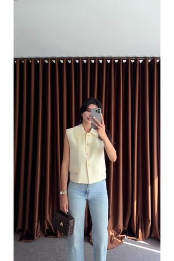 HAZELANNA Yellow Stitched Vest